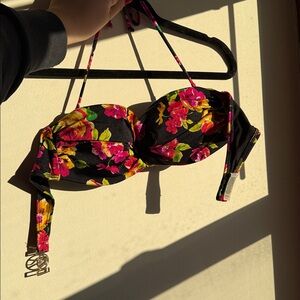 Victoria's Secret Floral Bikini Top - Black, Pink, Yellow
